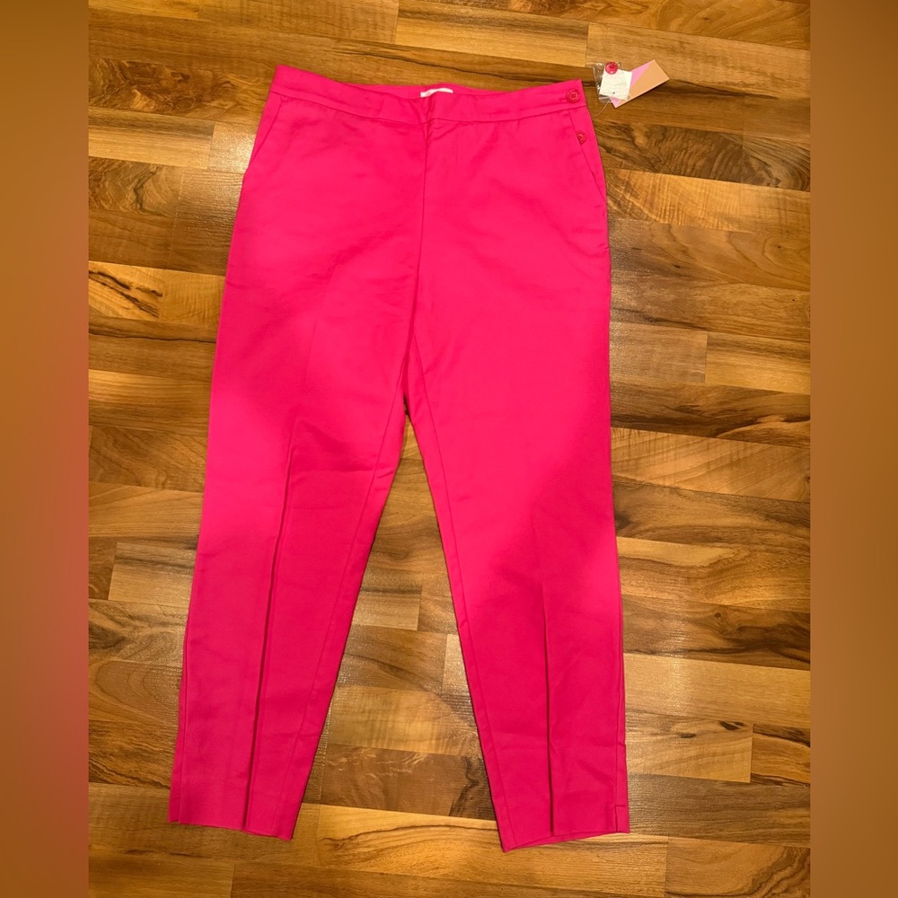 Riley & Rae women’s flat front hot Barbie pink‎ dress pants straight SZ 10 NWT